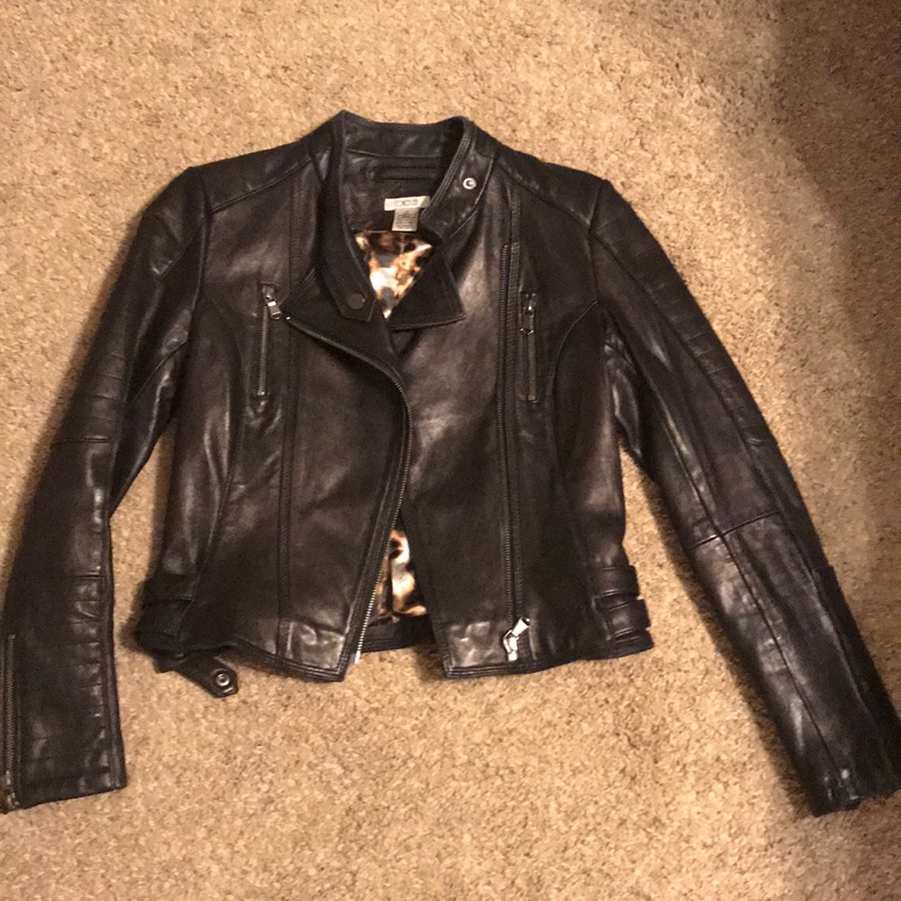 Genuine black leather cache Moto style jacket XS
